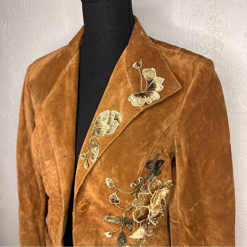 Vintage Y2K suede floral Classics Entier jacket - Picture 3 of 8